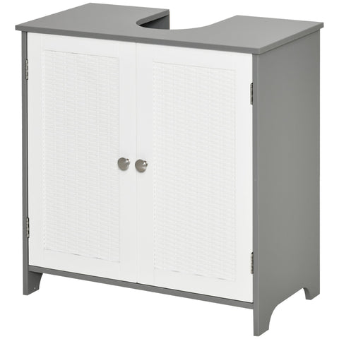 Rootz Vanity Unit Bathroom Cabinet - Base Cabinet - Under Sink Storage - Modern Design - 60 x 30 x 60 cm Grey and  White