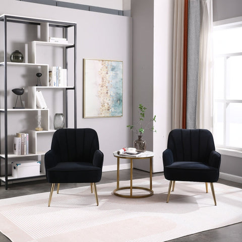 Rootz 2 Piece Velvet Leisure Seats - Lounge Chairs - Relaxation Chairs - Ergonomic Comfort - 64L x 72.8W x 77.9H cm