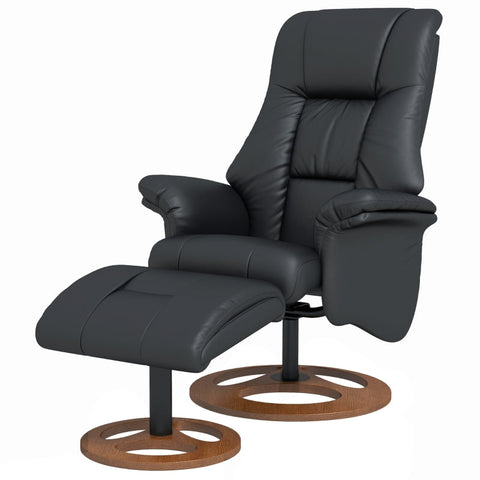 Rootz Relax Chair with Ottoman - Lounge Chair - Recliner Chair - Ultimate Comfort - Adjustable Backrest - Durable Faux Leather - 77cm x 89cm x 110cm