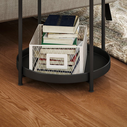 Rootz Round Side Table with Shelf - Coffee Table - Sofa Table - Durable Metal - 44cm x 44cm x 56cm