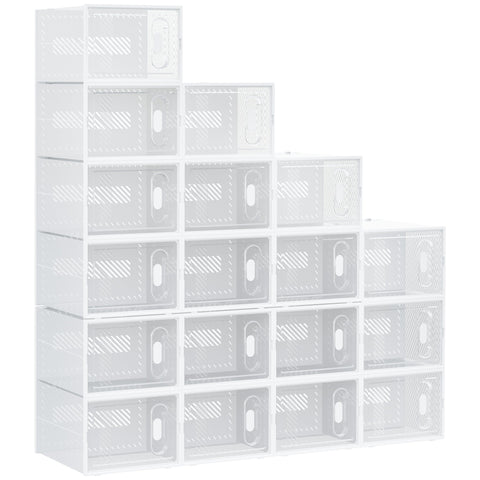 Rootz 18-Part Shoe Shelf - Stackable Shoe Boxes - Magnetic Doors - Dust-Free Storage - 28 x 36 x 21 cm