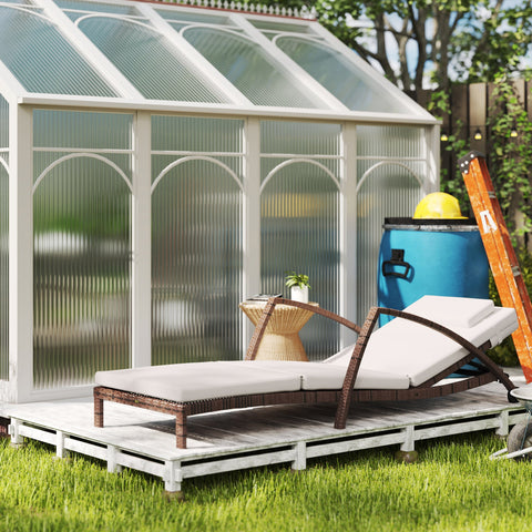 Rootz Poly Rattan Sun Lounger - Garden Lounger - Adjustable Backrest - Maximum Comfort - 185cm x 72cm x 78cm