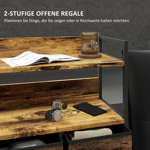 Rootz Fabric Dressing Cabinet - Storage Cabinet - Organizer Unit - 7 Foldable Drawers - 2 Shelves - Steel Frames - Brown - 79x29x101 cm