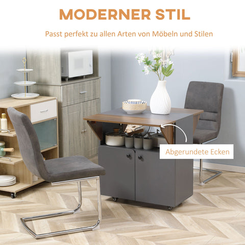 Rootz Folding Dining Table - Convertible Table - Expandable Table - Space-Saving - Grey and Brown - 70cm x 83cm x 75cm