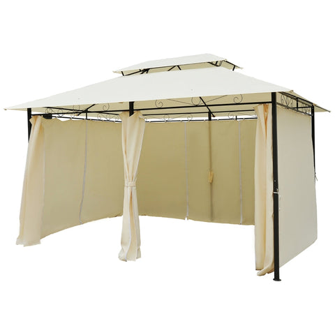 Rootz 3x4m Garden Pavilion with 6 Side Panels - Party Tent - Marquee - Water-Repellent Double Roof - Robust Steel Frame - 300cm x 400cm x 280cm