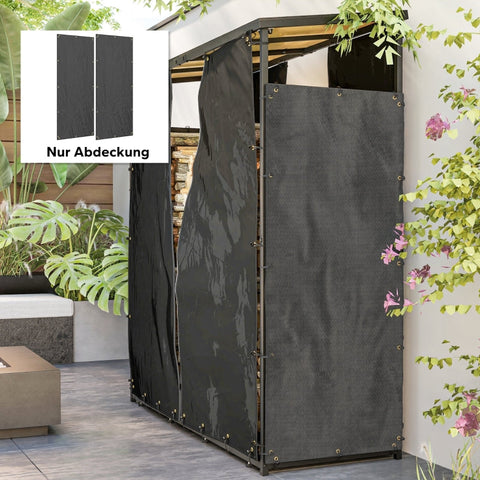 Rootz Firewood Rack Cover Set - Wood Storage Cover - Waterproof Cover - Heavy-Duty Polyester - UV Protection - 148cm x 62cm
