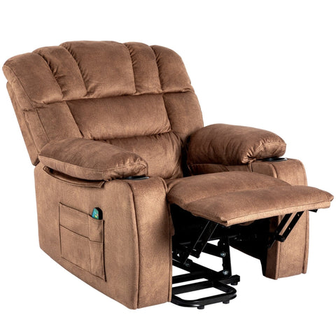 Rootz Electric Adjustable Massage Chair - Velvet Recliner - Relaxation Chair - Ergonomic Heat & Vibration - 84L x 100W x 105H cm