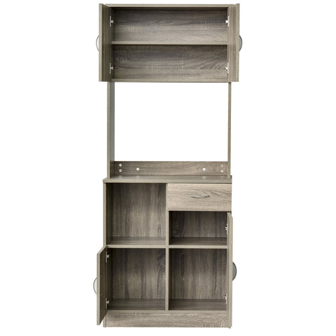 Rootz Kitchen Cabinet - Cupboard - Storage Unit - Extra Sophistication - 71cm x 41cm x 178cm - E1 Chipboard - Grey Brown