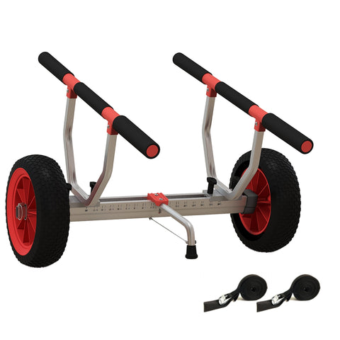 Rootz Kayak Transport Car - Canoe Carrier - Paddle Board Cart - Adjustable Width - Large Wheels - 79cm x 72.5cm x 42cm