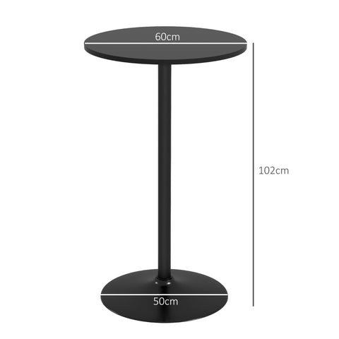 Rootz Bar Table - Table For 2 People - Modern Design - Round Table - Powder-coated Steel - Black - 60 x 60 x 102 cm