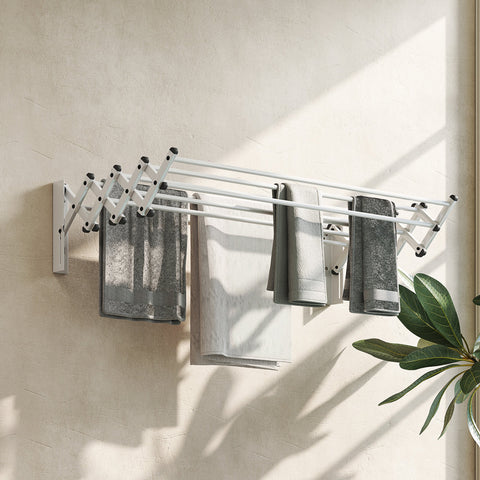 Rootz Adjustable Towel Holder - Laundry Rack - Wall Dryer - Indoor/Outdoor - Aluminum - Silver - 86cm x 61cm x 22cm