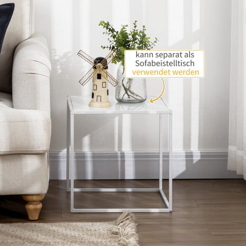 Rootz Side Table Set - Modern Nesting Tables - Space Saving Coffee Tables - Sturdy Steel Frame - 40cm x 40cm x 40cm