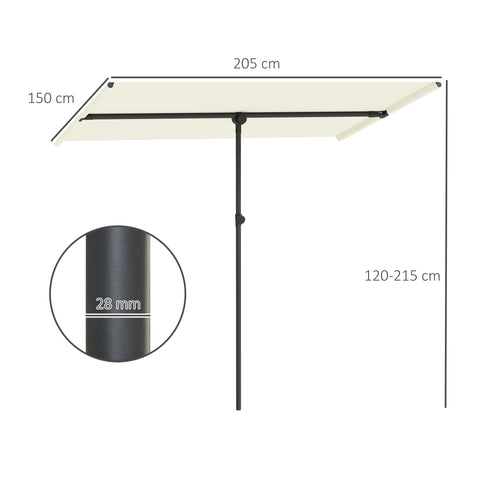 Rootz Parasol - Rotating Sunshade - Adjustable Garden Screen - UV Protection UPF 50+ - 150x205cm White and Black