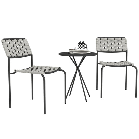 Rootz Poly Rattan Garden Furniture Set - Outdoor Lounge - Balcony Set - Ergonomic Comfort - Dimensions: Chairs 60Bx80H cm, Table Ø48x60H cm