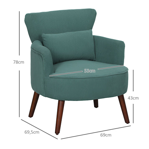 Rootz Modern Armchair - Padded Accent Chair - Upholstered Recliner - Cozy Comfort - 69cm x 69.5cm x 78cm