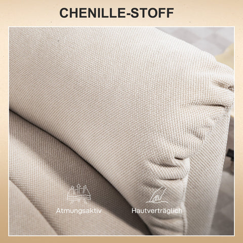 Rootz Powerlift Armchair - Massage Chair - Reclining Armchair - Heat Function - Brown Chenille - 85cm x 91cm x 104cm