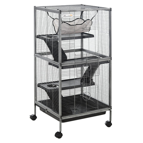 Rootz Small Animal Cage - Rollable Rodent Habitat - 3 Tier Pet Enclosure - Easy Mobility - 52cm x 52cm x 113.5cm
