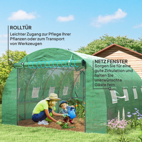 Rootz Walk-In Greenhouse - Poly Tunnel - Plant Tent - Extend Growing Season - 398cm x 298cm x 198cm