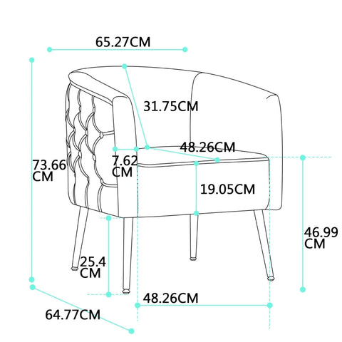 Rootz Bucket Chair - Lounge Chair - Armchair - High Density Foam Comfort - 65.27cm x 64.77cm x 73.66cm