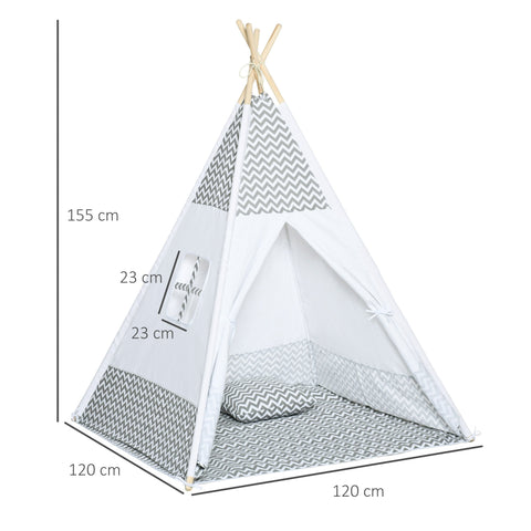 Rootz Tipi Play Tent for Children - Kids Tent - Indoor/Outdoor Teepee - Lockable Door & Window - 1.2m x 1.2m x 1.55m