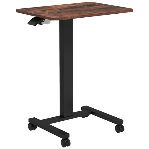 Rootz Standing Desk - Laptop Table - Height Adjustable - 4 Wheels - Brown + Black - 65 cm x 48 cm x 108 cm