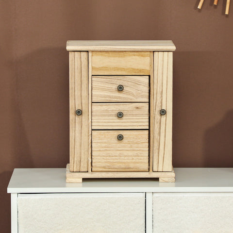 Rootz Jewelry Box - Organizer - Storage Case - Integrated Mirror - Paulownia Wood, Brown - 26.5cm x 16cm x 33.5cm