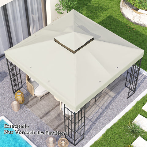 Rootz 3x3m Gazebo Roof - Replacement Tarpaulin - Pavilion Canopy - UPF30+ Sun Protection - 300cm x 300cm -Grey