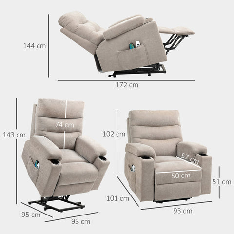 Rootz Massage Chair - Recliner - Electric Armchair - 8 Vibration Points - 93cm x 101cm x 102cm