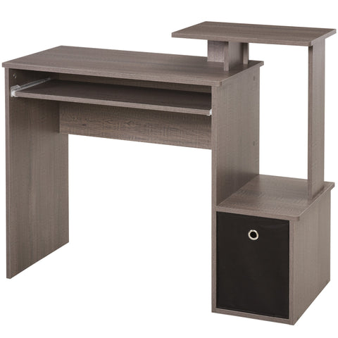 Rootz Computer Desk - Workstation - Study Table - Multi-Shelves & Keyboard Tray - 100cm x 40cm x 86.6cm - Black & Grey Chipboard