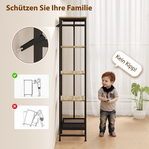 Rootz Cloakroom Stand - Clothes Rack - Wardrobe - Stable & Stylish - 100L x 356H cm - Brown and Black Finish