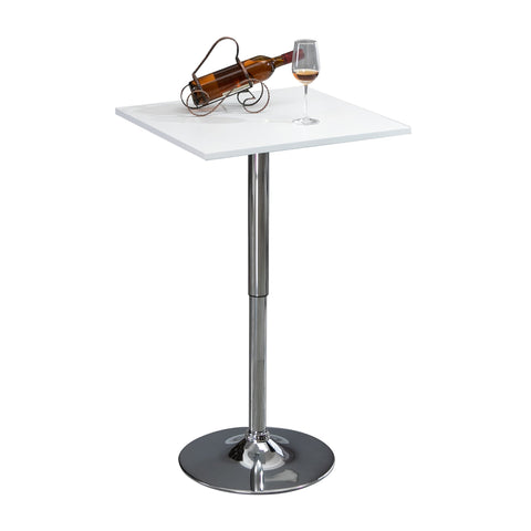 Rootz Height-Adjustable Bar Table - Pub Table - Counter Table - 360° Rotatable - Scratch-Resistant, Stable Base - 60x60x69-91cm - White