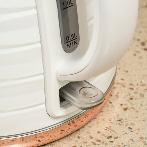 Rootz 2-in-1 Toaster and Kettle Set - Breakfast Appliance - Kitchen Essentials - 7 Browning Levels -White - Kettle: 24.1L x 19.5B x 23.2H cm - Toaster: 29.2L x 27.9H cm