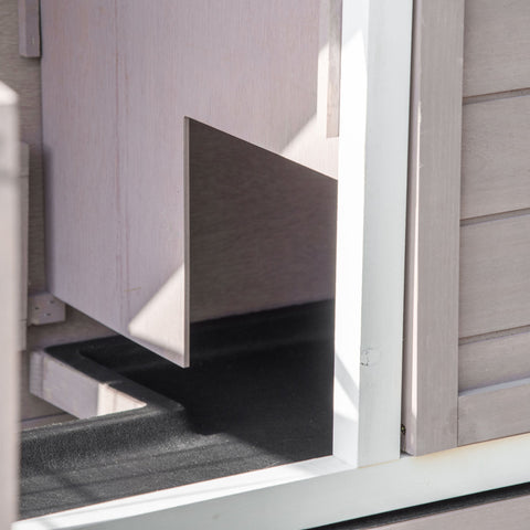 Rootz 2-Story Rabbit Cage - Pet Hutch - Animal Shelter - Solid Wood - Foldable Roof - 122 x 50 x 101 cm Grey White