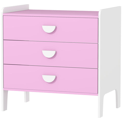 Rootz Children's Chest of Drawers - Kids Storage Cabinet - Pink and White Dresser - Promotes Independence - 60L x 40W x 60H cm