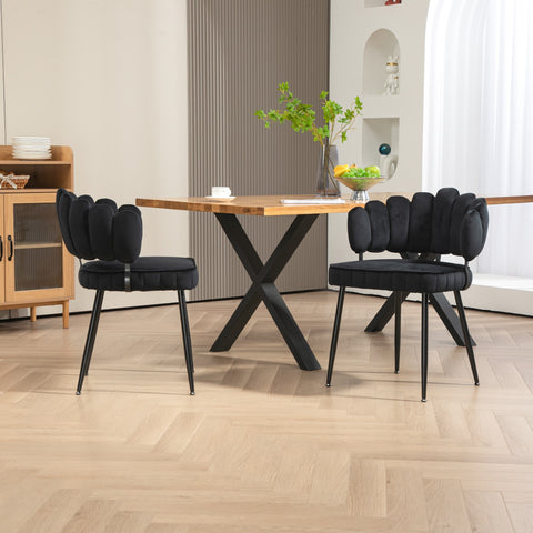 Rootz 2 Piece Set Velvet Dining Chairs - Dining Room Chairs - Office Chairs - Luxurious Comfort - 57.98cm x 56cm x 78cm