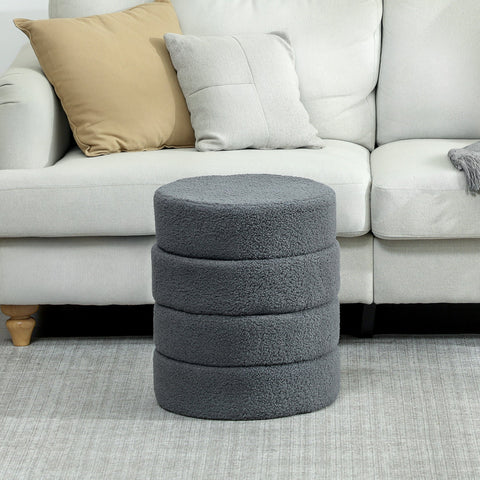 Rootz Round Stool - Ottoman - Footstool - Supports 120kg - Grey - Ø40 x 45H cm