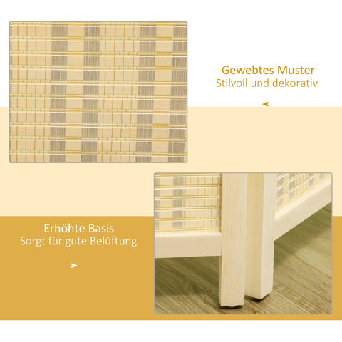 Rootz 4-Piece Room Divider - Privacy Screen - Foldable Partition - Natural Bamboo - 180cm x 180cm - Easy Storage for Living Room, Bedroom