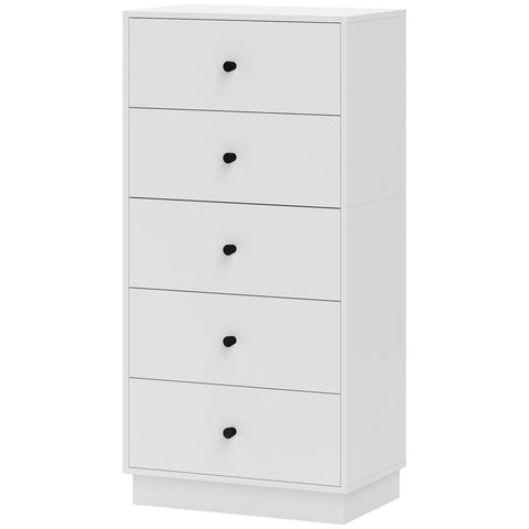 Rootz Chest of Drawers - Sideboard - Storage Cabinet - Modern Elegance in White - Wooden Material - 5 Drawers - 47 x 29 x 95 cm
