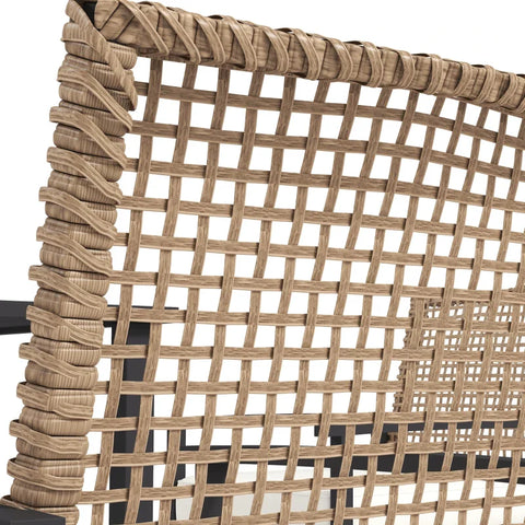 Rootz Tuinset - 5 Stuks - Tafel - 4 Stoelen met Zitkussens - Metalen Frame - Rotan Decor - Naturel - 79cm x 79cm x 75cm