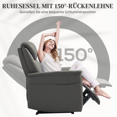 Rootz Recliner Chair - Adjustable Armchair - Lounger with Footrest - Pocket Spring Seat, Side Pockets - 84cm x 89cm x 105cm - Grey
