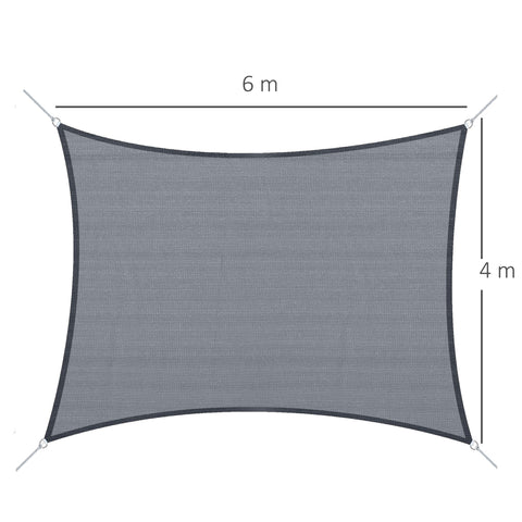 Rootz Rectangular Shade Sail - Sun Shade - Outdoor Canopy - UV Protection - 6m x 4m