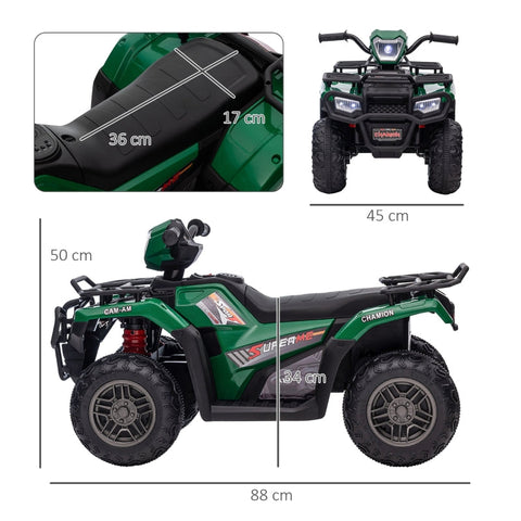Rootz Children's Electric Quad - Kids Ride-On ATV - Battery-Powered Quad - Realistic Driving Experience - Enhanced Safety - Entertainment on the Go - 88cm x 45cm x 50cm - Black+Green