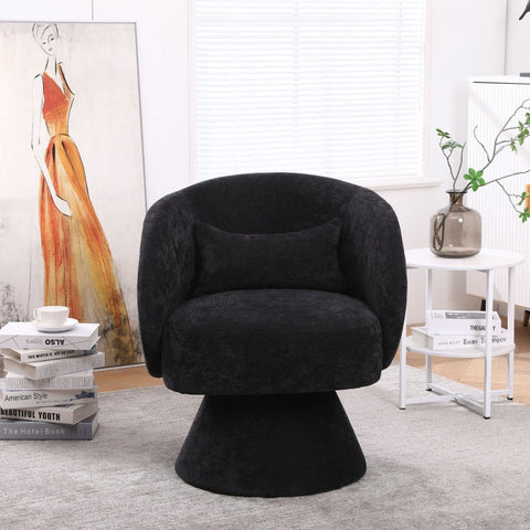 Rootz Modern Leisure Chair - Living Room Chair - Bedroom Seating - 360° Rotating Base - Polyblend Fabric - 67L x 61.4W x 77.9H cm