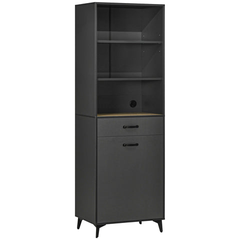 Rootz Buffet - Kitchen Storage Cabinet - High Industrial Design - Modern Elegance - 60L x 42B x 180H cm - Grey and Brown