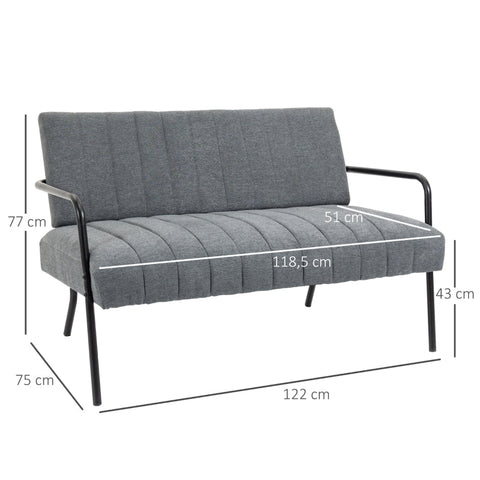 Rootz Compact Sofa - Loveseat - Couch - Comfortably Seats 2 - 122cm x 75cm x 77cm - Metal Frame - Velvet Feel