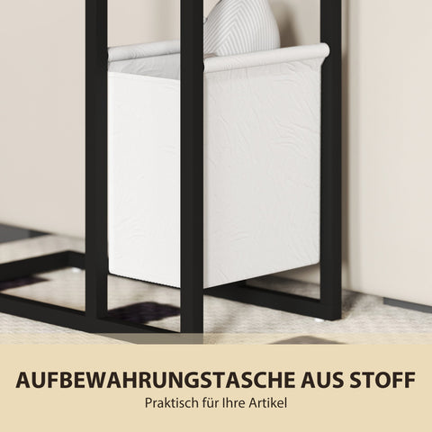 Rootz Side Table with Sockets - USB Connections - Industrial Bedside Stand - C-Shaped Design - 46cm x 25cm x 62.5cm