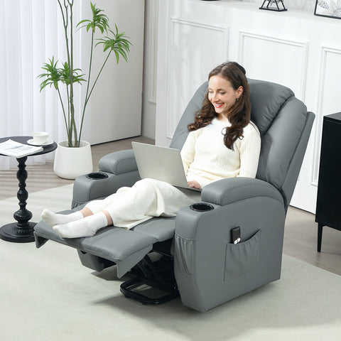 Rootz Electrical Relaxation Armchair - Recliner Chair - Power Lift Chair - Remote Control, Cup Holder - 84cm x 90cm x 112cm - Grey