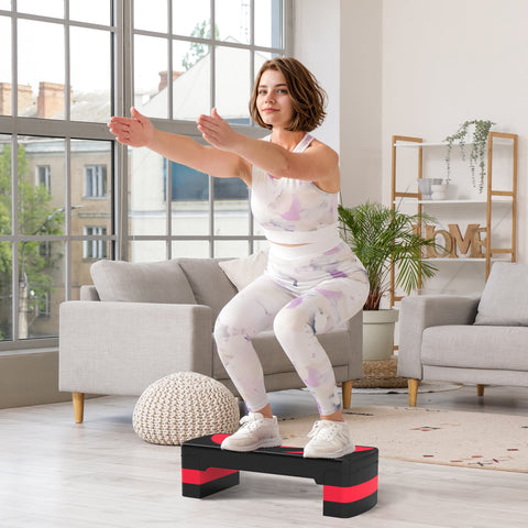 Rootz Aerobic Stepper - Fitness Step Platform - Cardio Step - Height Adjustable 10-20cm - Shock Absorption - 80cm x 31cm x 10-20cm