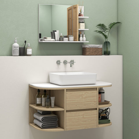 Rootz Bathroom Unit with Sink - Washbasin Cabinet - Soft-Close Drawers - Storage Shelves - MDF - 90cm x 45cm x 46cm