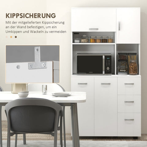 Rootz Kitchen Cabinet - Pantry Cupboard - Storage Organizer - MDF Construction - White - 89cm x 39.5cm x 168cm